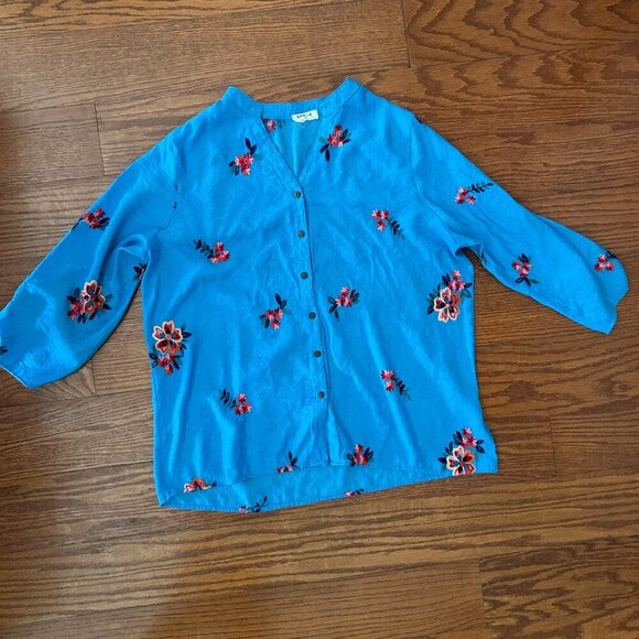 KINDRED Anthropologie Blouse Plus Size 3X Embroidered Floral Button Up XXXL Boho - Picture 13 of 14